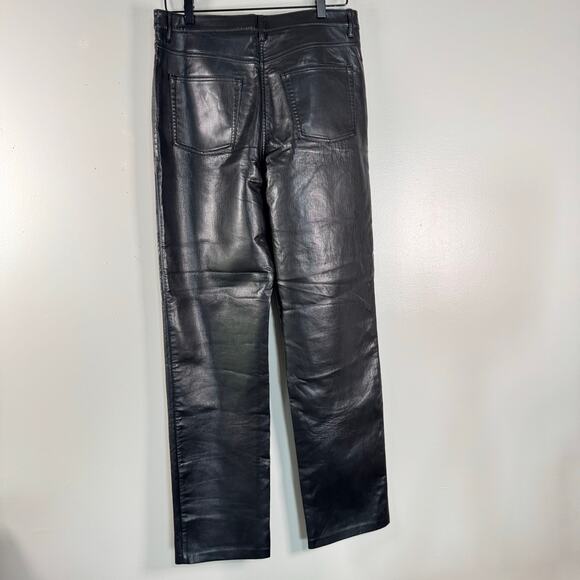 Wilfred Black Leather Pants Stretch High Waist Straight Leg Womens Size 12 - Picture 7 of 13
